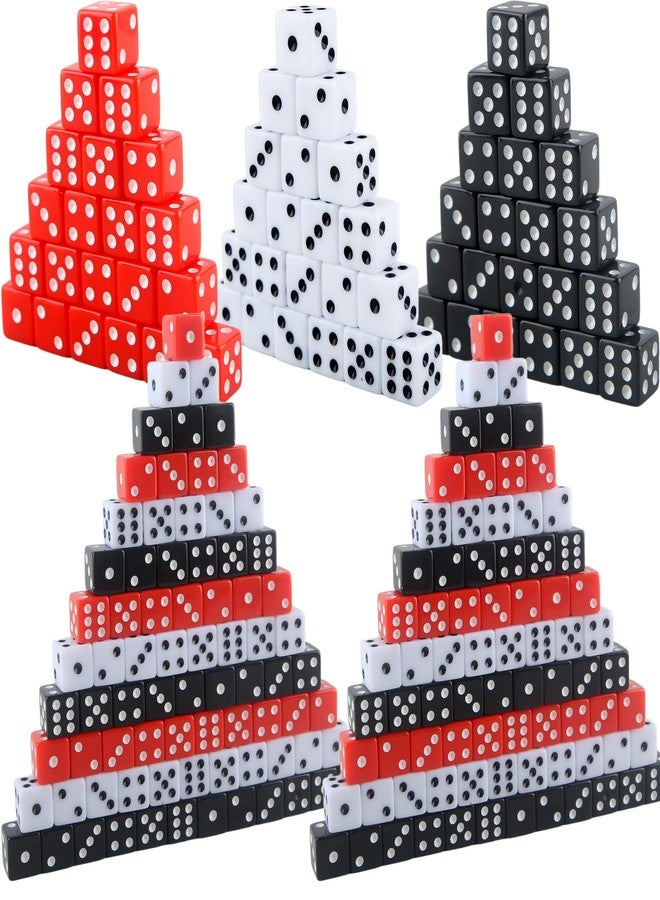 Cotiny 180 Pcs 16mm Dice Bulk Acrylic 6 Sided Dice Bulk Black White Red Square Corner Dices for Casino Theme Board Game Vegas Casino Birthday Party Supplies, 3 Colors - Image 1